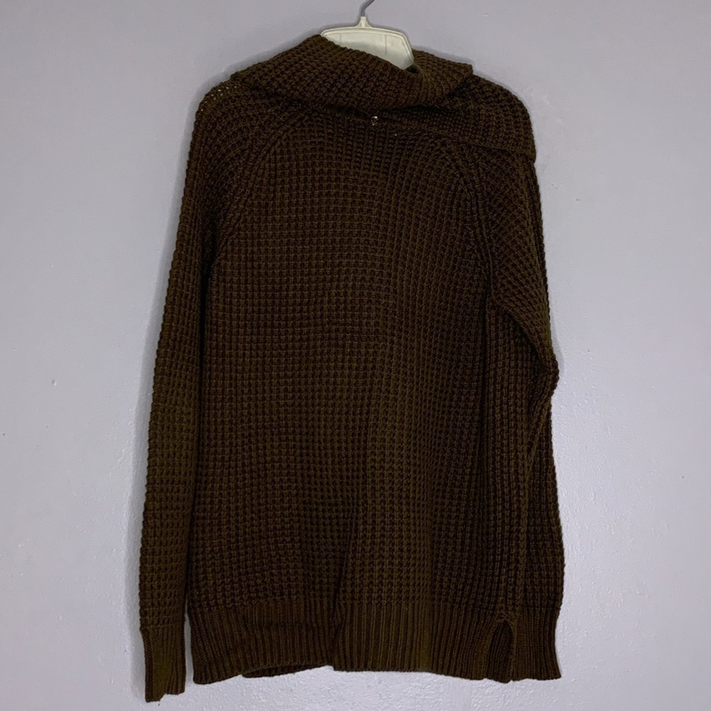 Michael Kors thick Cozy Chunky Knit Sweater Neck warmer green small pullover - Picture 4 of 10
